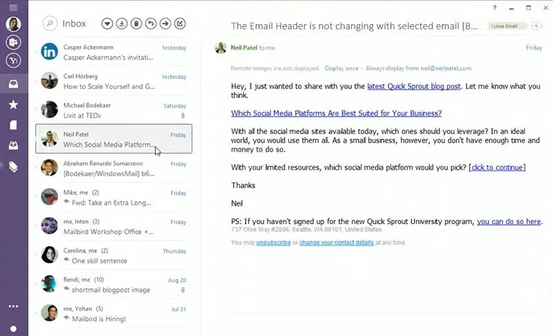 Mailbird подойдет только пользователям Windows