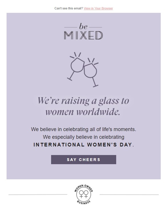 Women's Day email by Be Mixed Women's Day email example